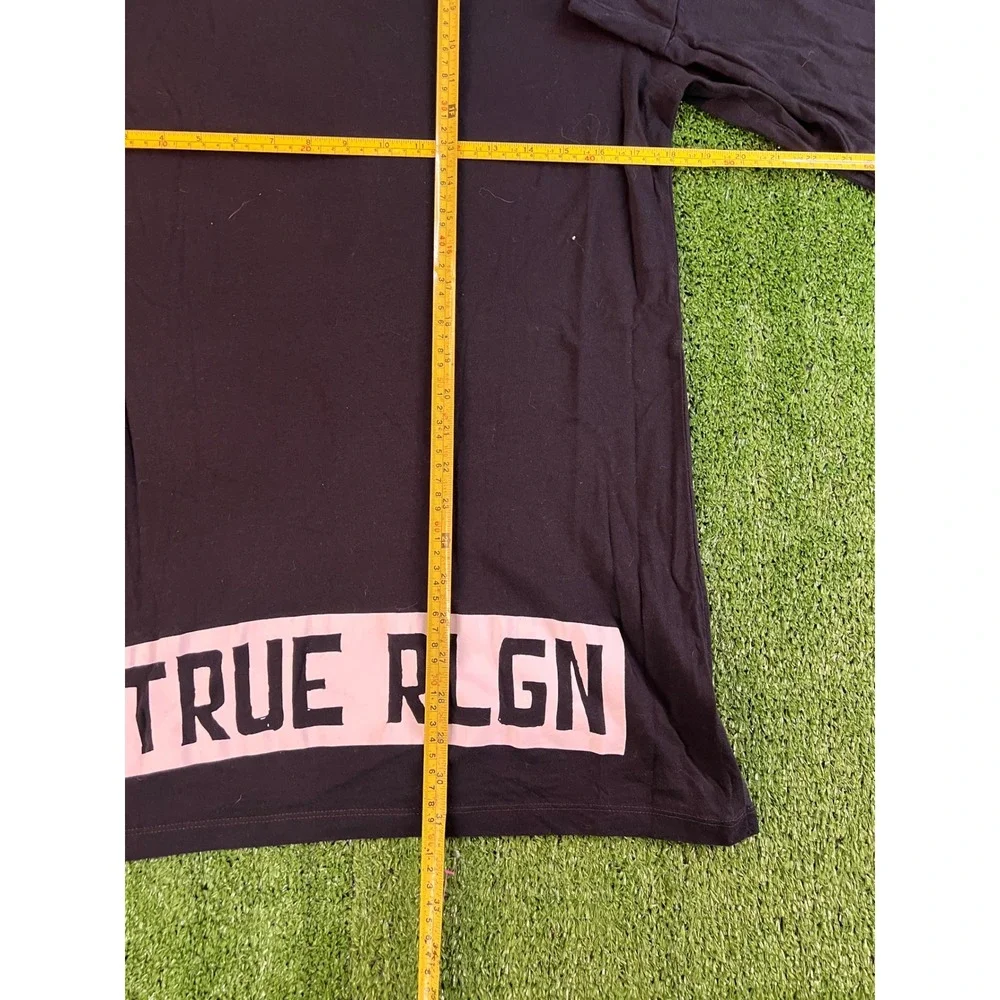 True Religion Mens Black Long Sleeve Buddha Graphic Logo T-Shirt XS/SM